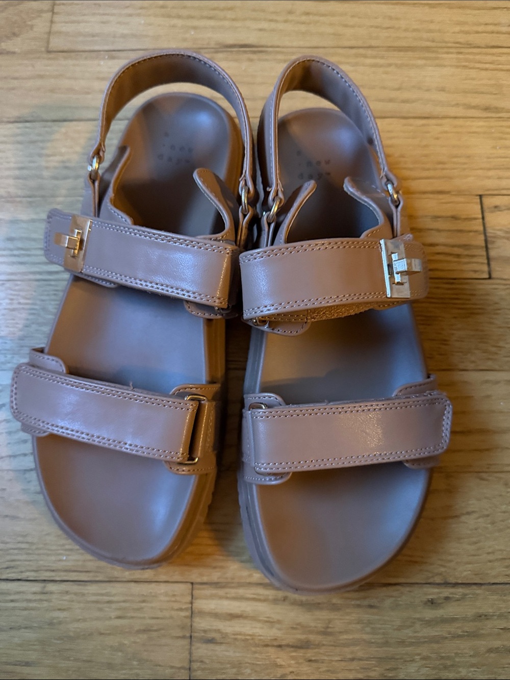 a new day Taupe Strappy Faux Leather Sandals 8.5